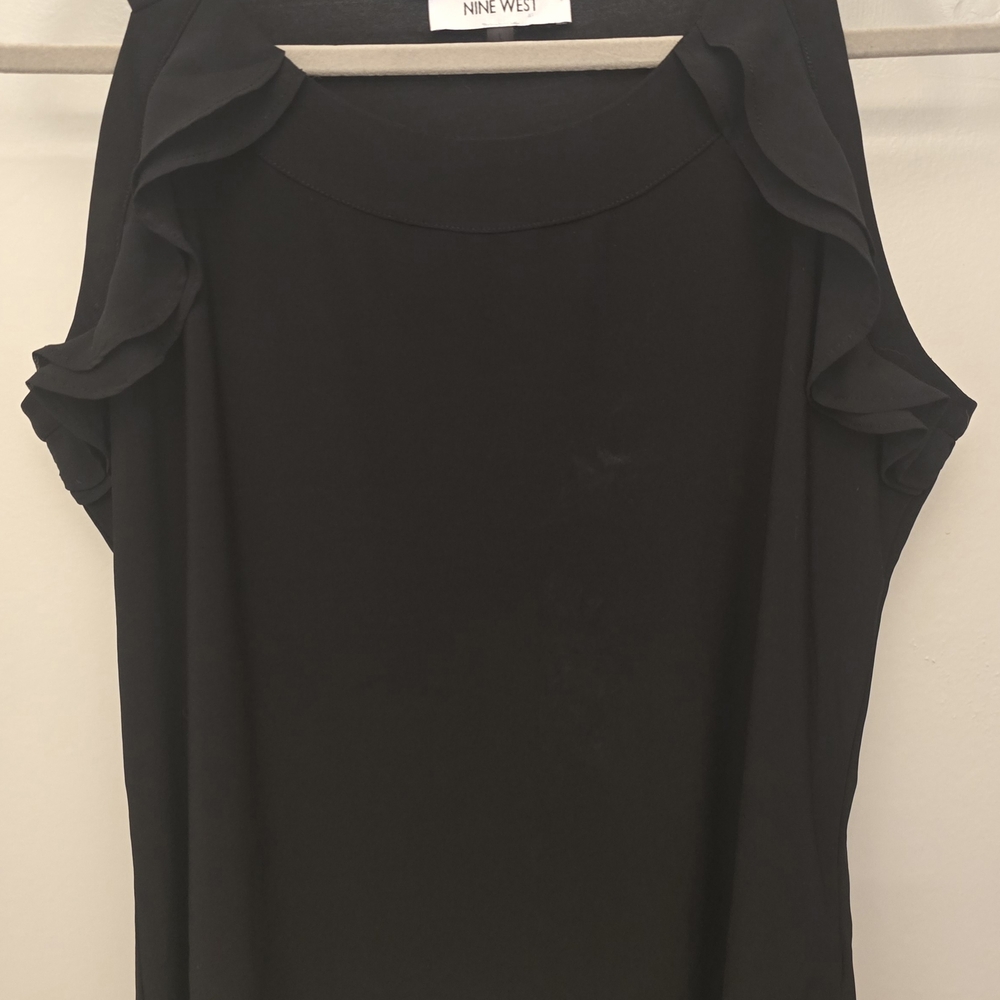 Nine West Black Ruffle Sleeve Top